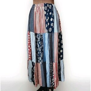 Lucia Lukken Broomskirt Skirt Size M Patchwork Cottagecore USA Made‎ Stretch VTG